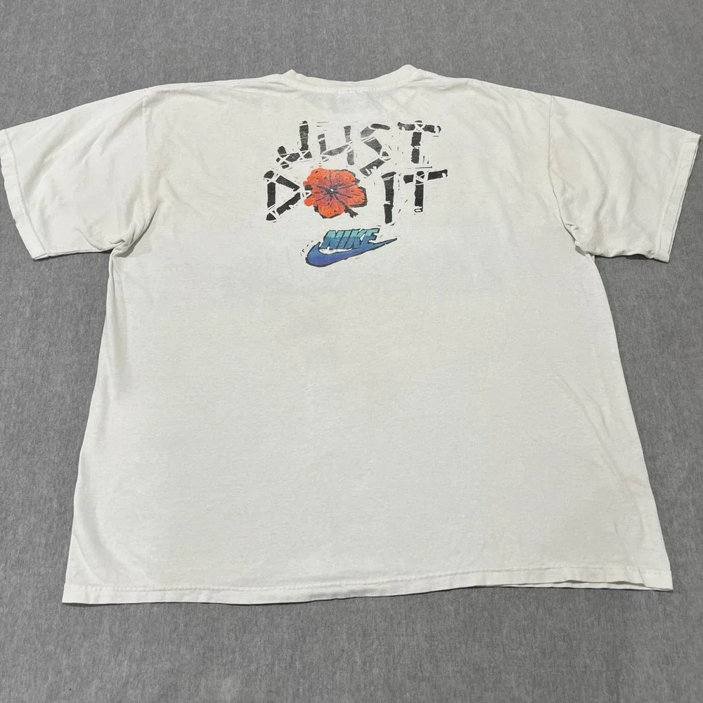 Vintage Nike 1995 Honolulu Marathon T Shirt Mens XL White Graphic Single Stitch